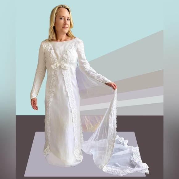 Vintage Dresses & Skirts - Vintage 60s wedding gown, communion dress.